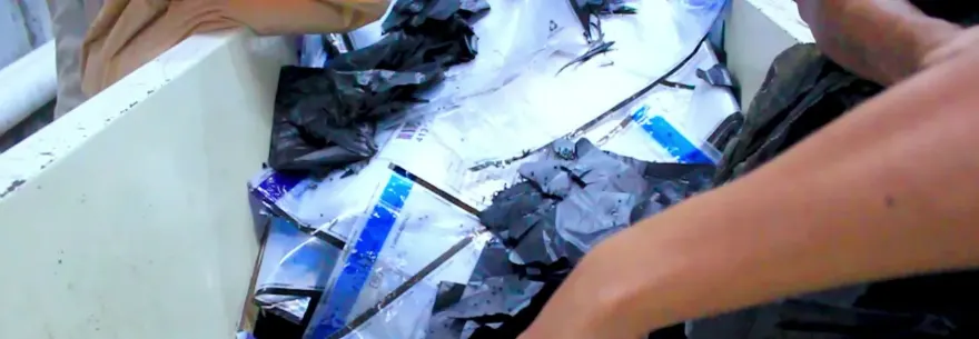 Plastik bekas kantong uang dipilah sebelum didaur ulang