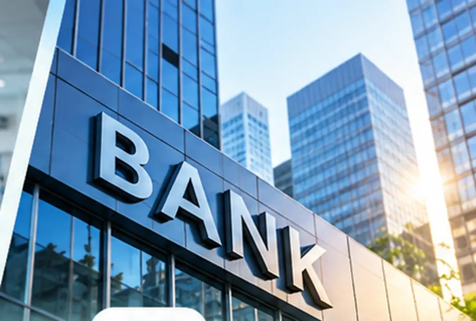 Gedung bank dan perkantoran, latar pelanggan korporat dan perbankan Retron